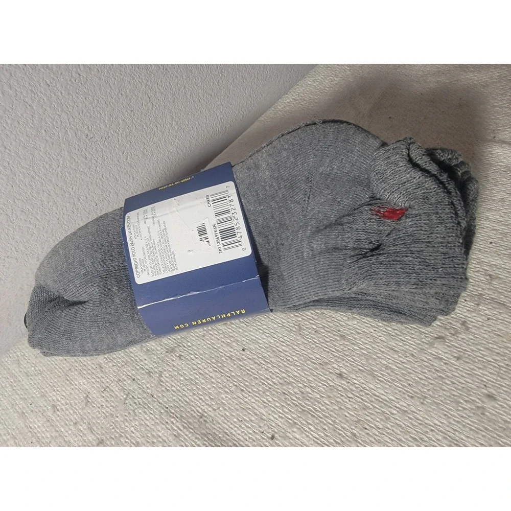 Polo Ralph Lauren MEN 6-Pack‎ Socks GRAY QUARTER Classic Sport Half Cushion Sole